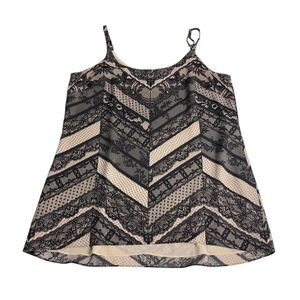 CAbi Top Womens XL Monaco Lace Print Tunic Adjustable Strap Tank Chic Preppy EUC